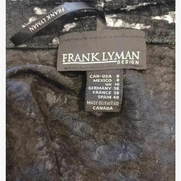 Frank Lyman Open Cardigan Black  White Stretch Size 8 - Picture 10 of 11